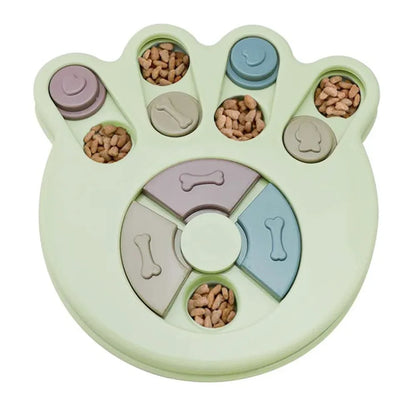 Close-up view of BrainBoost Puzzle Feeder, showing interactive food puzzle design in green colour