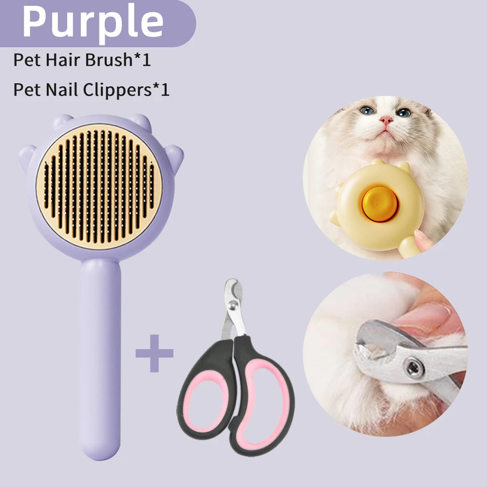 MagicTouch Pet Grooming Brush with Nail Clipper