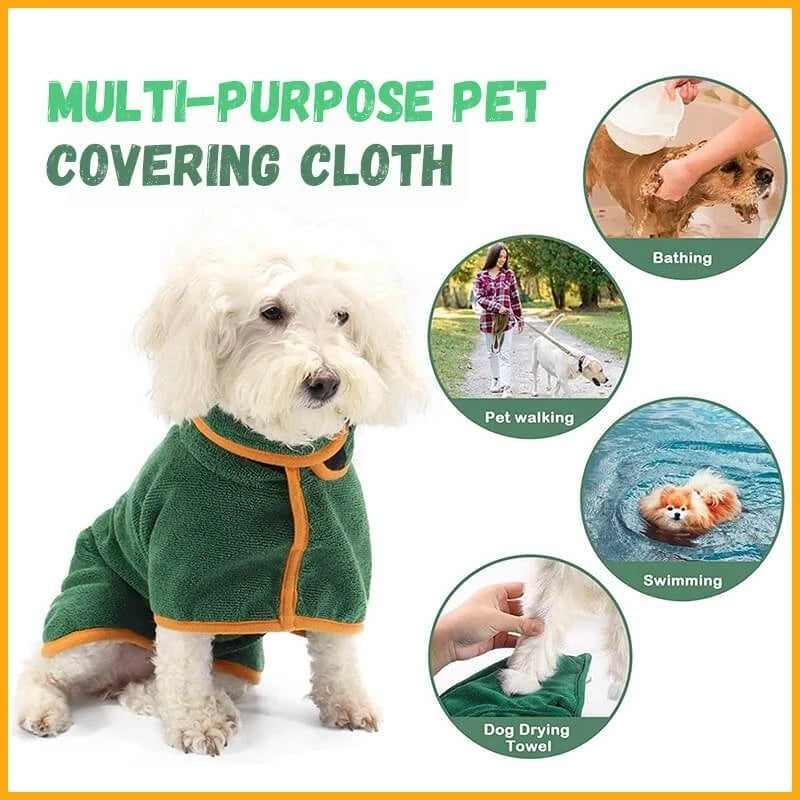 CozyDry Microfiber Pet Bathrobe, an absorbent and quick-dry towel for pets, ideal for after baths or wet outdoor adventures